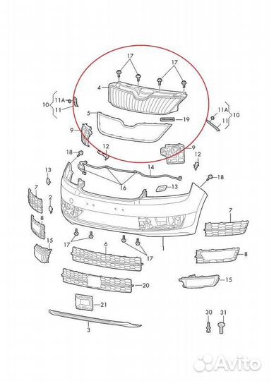 Решетка радиатора Skoda Rapid cwva 1.6 110HP 2016