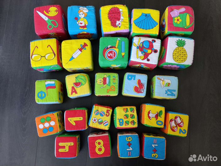 Мягкие кубики мякиши, 25 штук - три размера