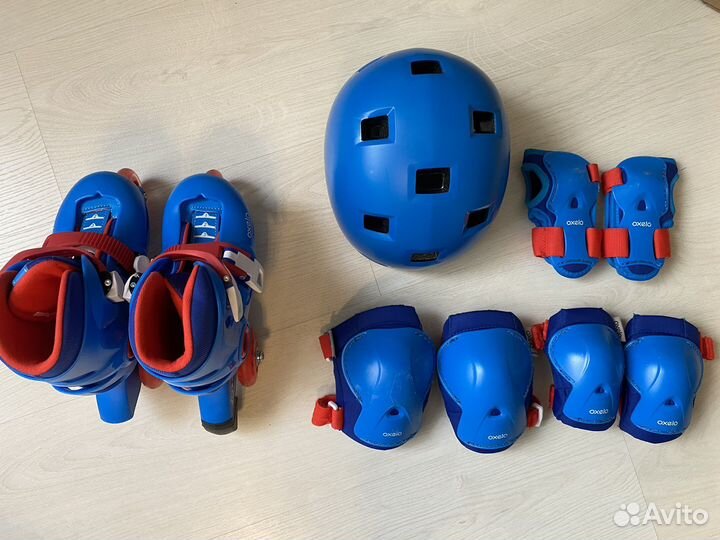 Роликовые коньки детские раздвижные, защита,шлем