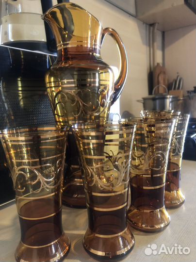 Чешский Кувшин и 6 стаканов Egermann(новый)