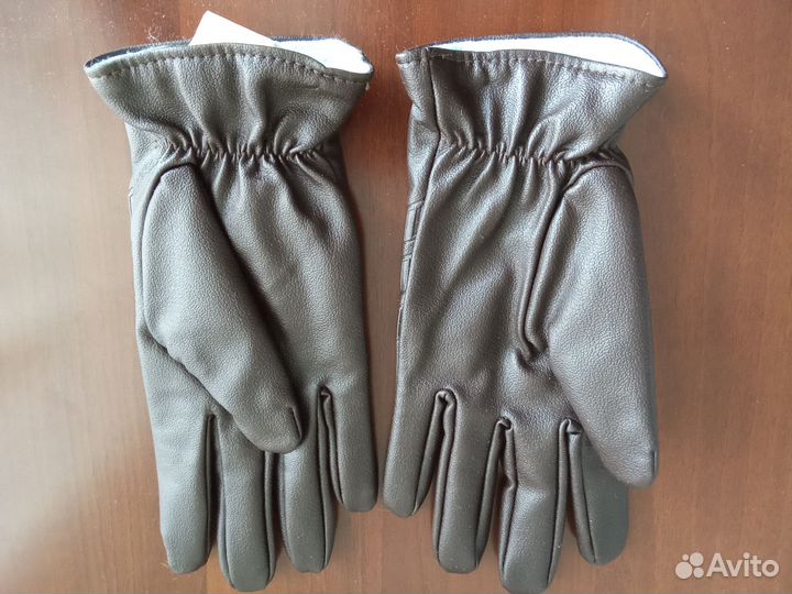 Мужские кожаные перчатки коричневые