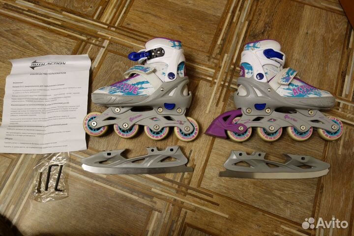 Роликовые коньки раздвижные 2 в 1 р. 33-36
