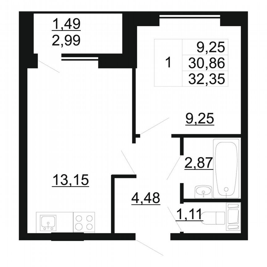 1-к. квартира, 32,4 м², 10/11 эт.