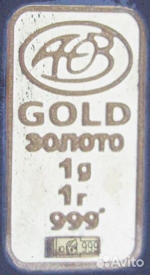 Слиток золота 999-й пробы 1 грамм подарочный