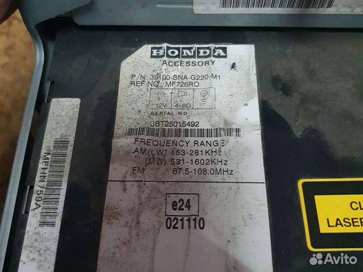 Автомагнитола Honda Civic 4d