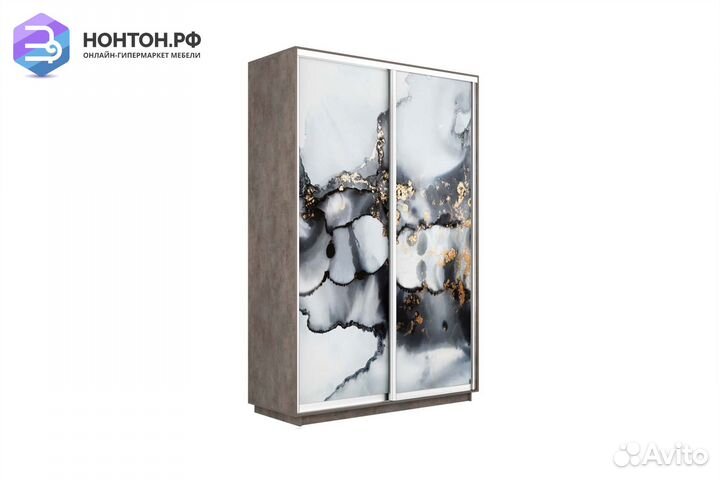 Шкаф-купе 2-х дверный Нонтон фото №1001 / бетон