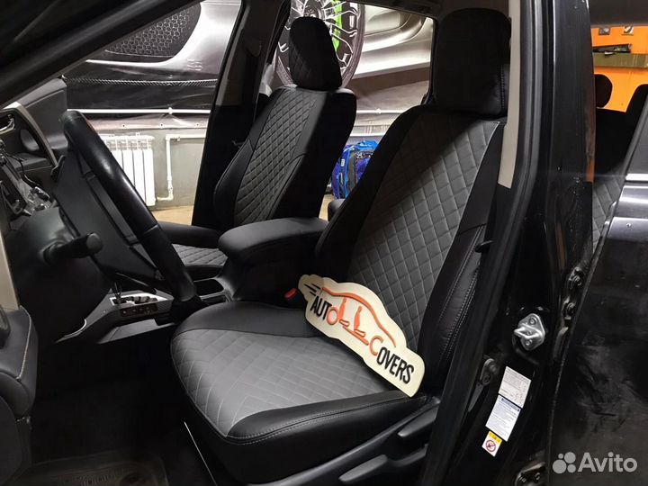 Чехлы на Тойота Рав 4 из Экокожи Ромб Автопилот