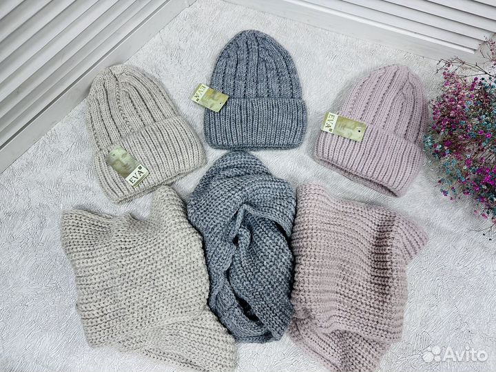 Шапка и снуд комплект зима