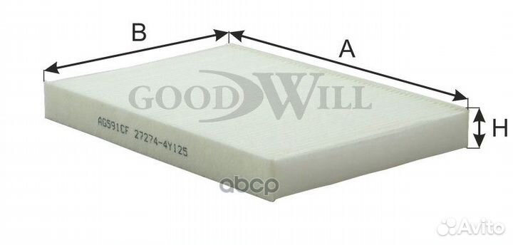 Фильтр салона nissan maxima QX 00- AG 591 CF Go