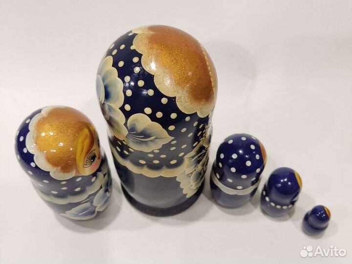 Матрешка 15 см 5 шт гжель