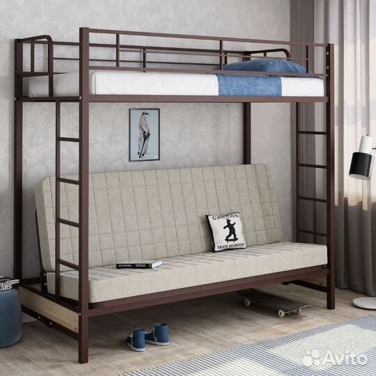 Двухъярусная кровать с раскладным диваном