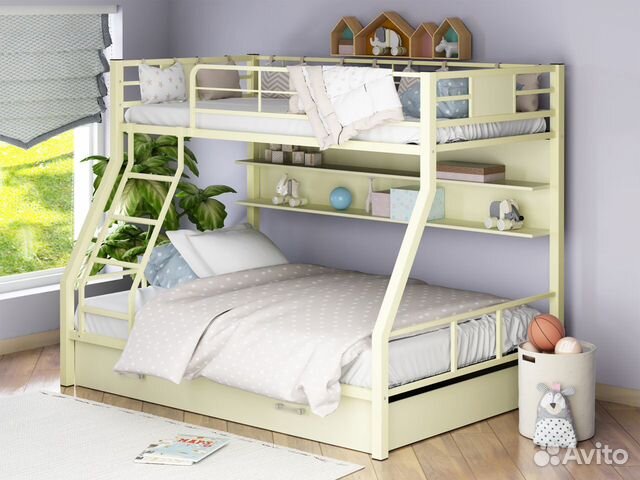 Металлическая двухъярусная кровать детская