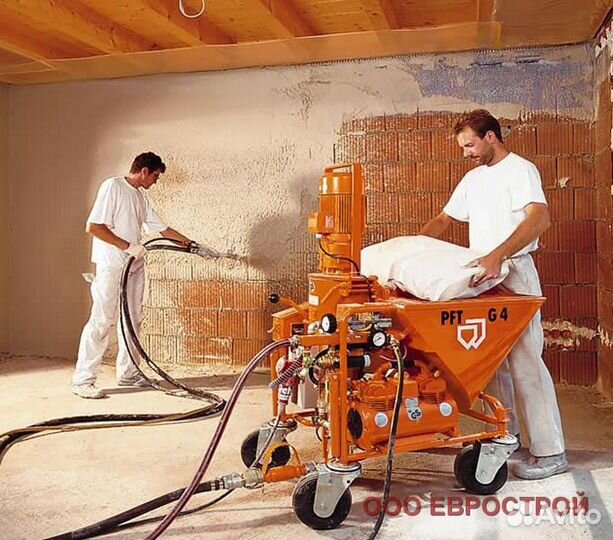 Механизированная штукатурка под обои и цементный