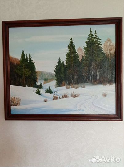 Картина маслом на холсте зимний пейзаж