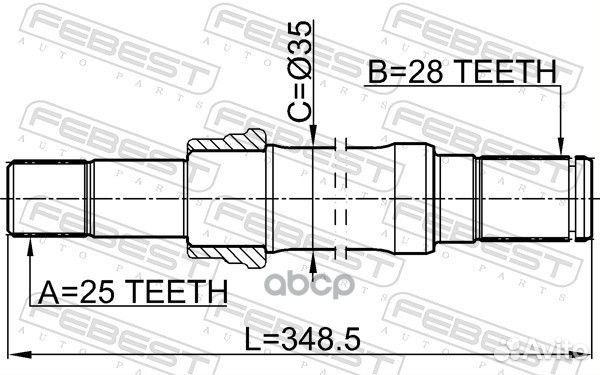 Полуось правая 25X350X28 chery tiggo 06- 151200