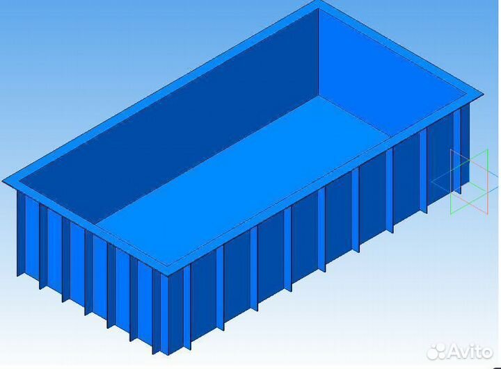 Пластиковая прямоугольная чаша бассейна