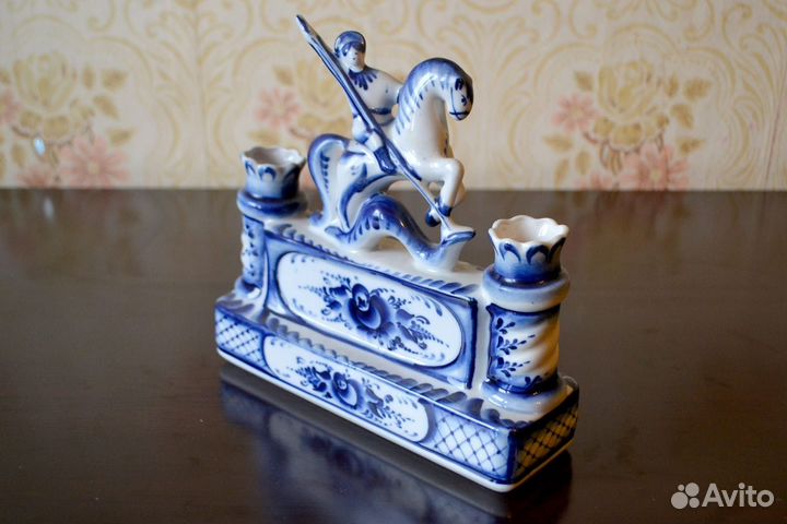 Подсвечник фарфор гжель