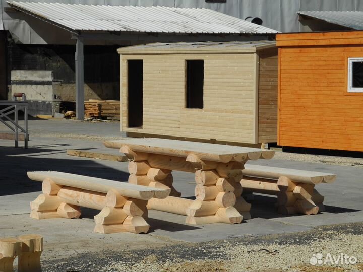 Сруб Садовой мебели из бревна для Бани