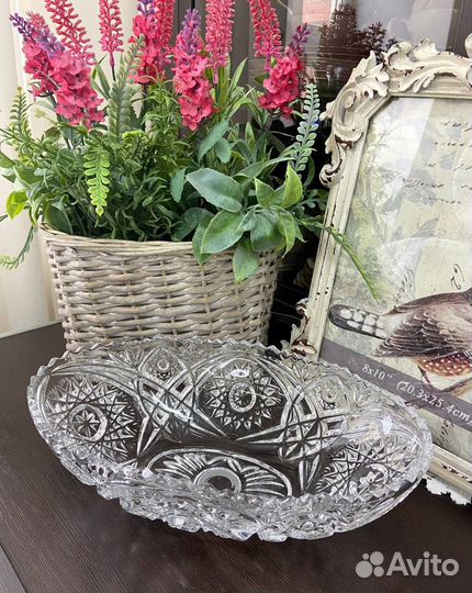 Роскошная хрустальная ваза–ладья. Германия