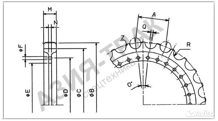 Звезда приводная на JCB 180 / 180T