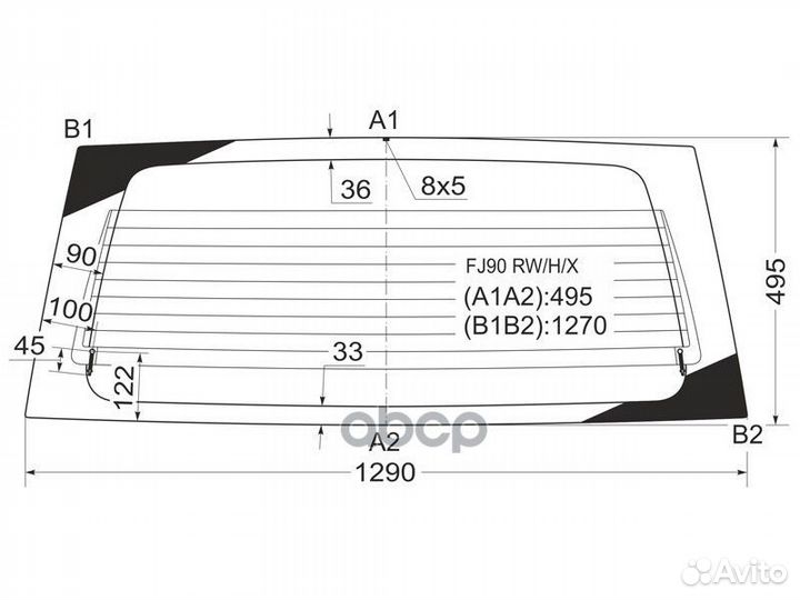 Стекло заднее (Цвет зеленый/ Обогрев) Toyota La