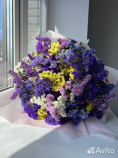 Букет цветов учителю, сухоцветы, статица