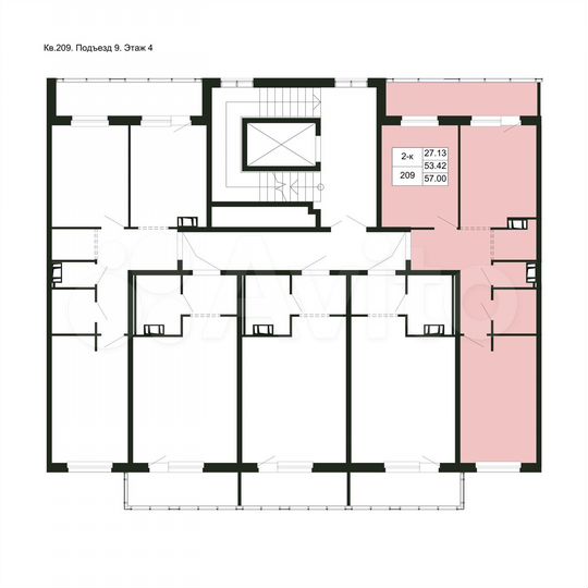 2-к. квартира, 57 м², 4/5 эт.