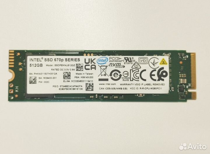 SSD M.2 512 GB 2280 Intel 670P ssdpeknu512GZ
