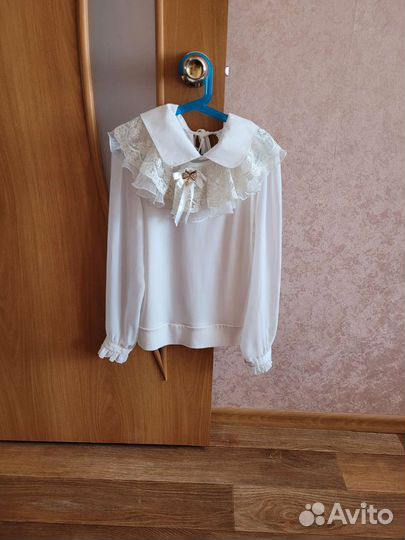 Блузка белая для девочек 152