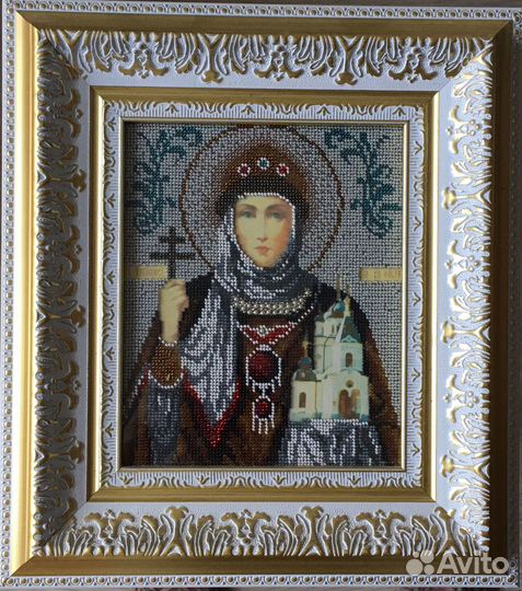 Икона вышитая бисером Богородица Неувядаемый цвет