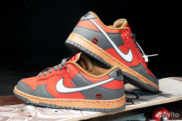 Кроссовки мужские Nike dunk deadpool красно-серые