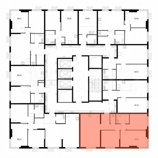 3-к. квартира, 72,5 м², 2/23 эт.