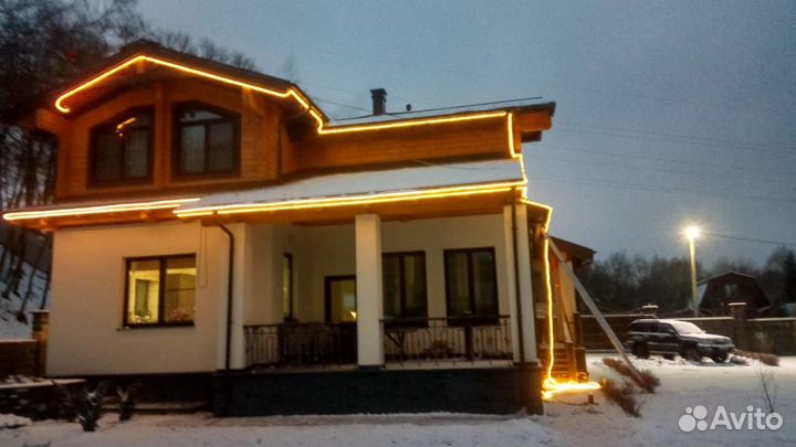 Украшение домов гирляндами