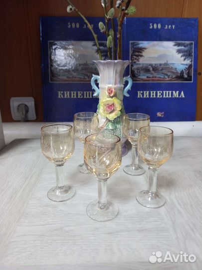 Рюмки 5шт. цветное стекло СССР