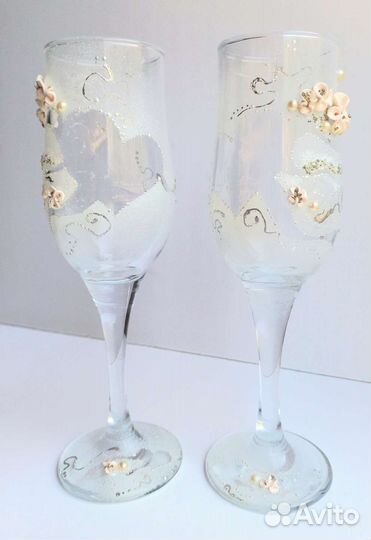 Свадебные бокалы ручной работы