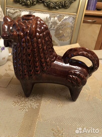 Штоф лев Опошня обливная керамика