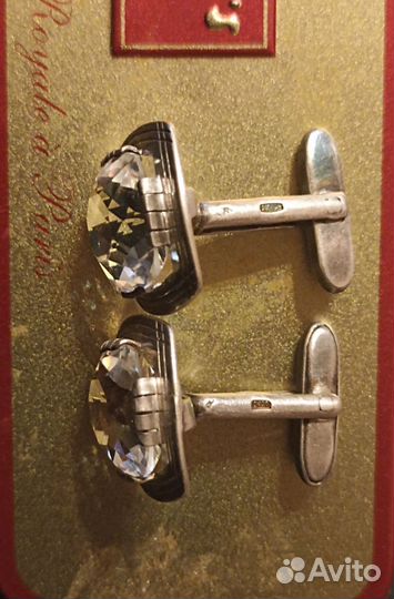 Запонки серебро СССР с горным хрусталём