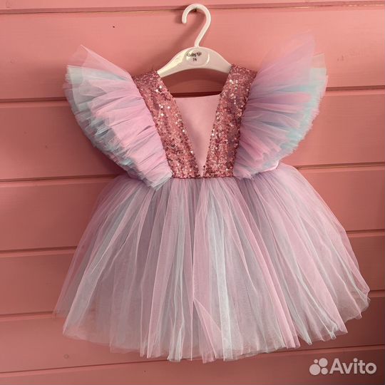 Платье и пинетки для девочки на годик 80