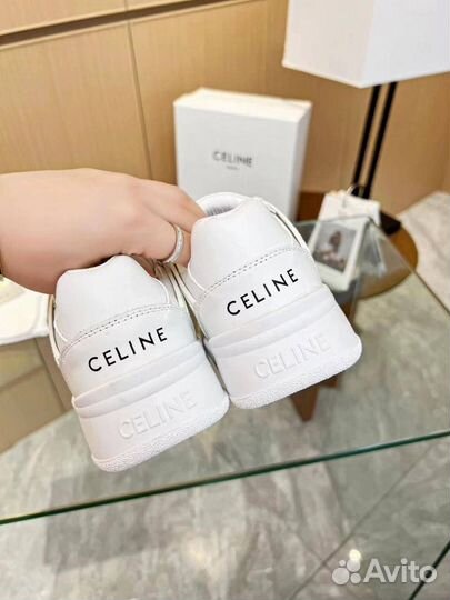 Белые кроссовки Celine натуральная кожа