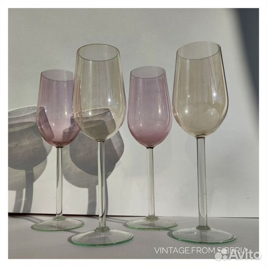 Калининские фужеры из цветного стекла винтаж