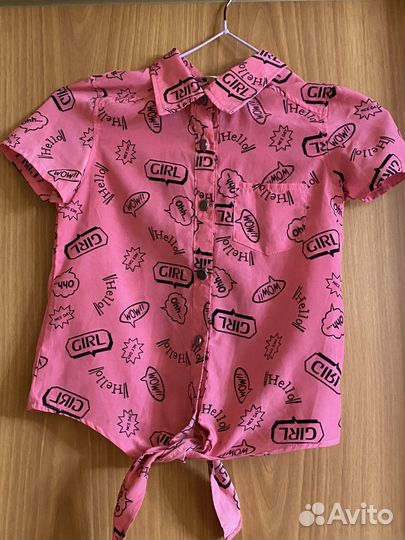 Рубашка детская, розовая, на рост 128