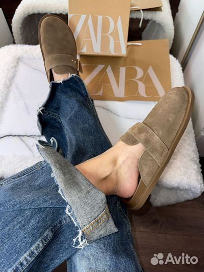 Мюли сабо клоги Zara кожа