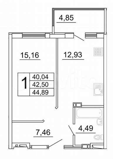 1-к. квартира, 44,8 м², 10/27 эт.