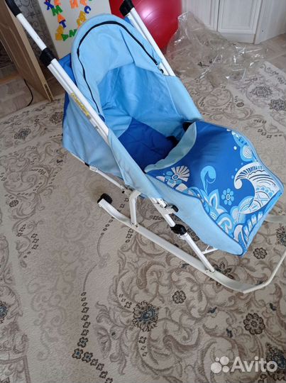 Детские санки коляска с колесами