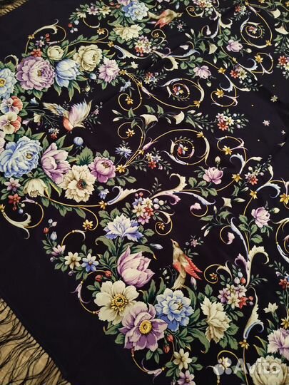 Павлопосадский платок «Праздник души» шелк новый