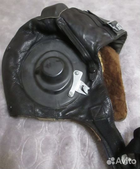 Шлем кожаный зимний лётный