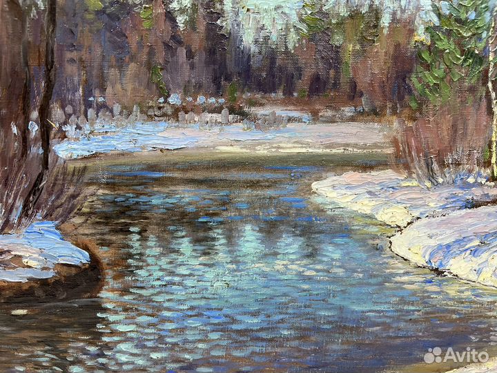 Старинная картина маслом на холсте