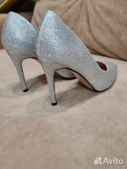 Туфли в стразах 38 серебренные