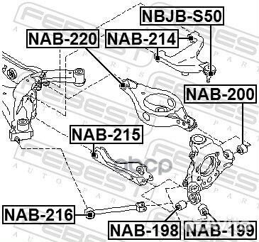 Сайлентблок тяги зад прав/лев NAB215 Febest