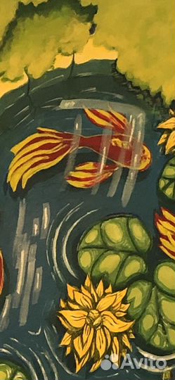 Картина «Золото в пруду», 100х80см, акрил